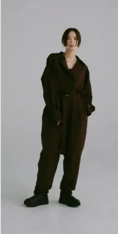 値下げ！louren trench collar jumpsuit (ローレン)