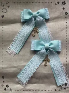 ハンドメイド♡量産型 十字架ツインテール❷ピンクヘアリップ地雷系ゴスロリ推し♡
