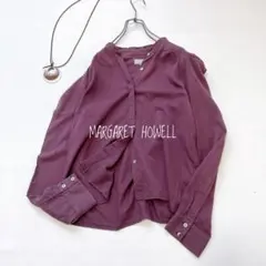 【美品】MARGARET HOWELL マーガレットハウエル 長袖ブラウス 赤系のサムネイル