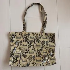 ハロッズ　サブバック　花柄模様　ファスナー付き