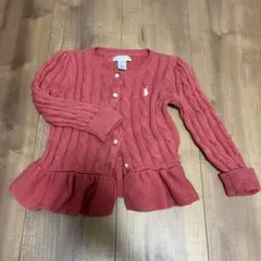 美品　Ralph Lauren ピンク　ケーブルニット カーディガン18M