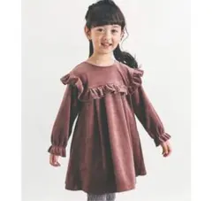 【新品】BeBe べべ ベロア フリル フレア ワンピース 130