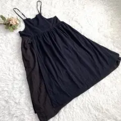 サマンサモスモス オーバーレース キャミソールワンピース 花柄 刺繍 チャコール