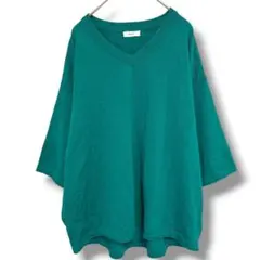 ハグユー 美品 HUG.U ニット トップス F グリーン Vネック セーター