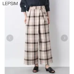 レプシィム　リネンワイドパンツ　麻混　ラップワイドパンツ　イージーパンツ