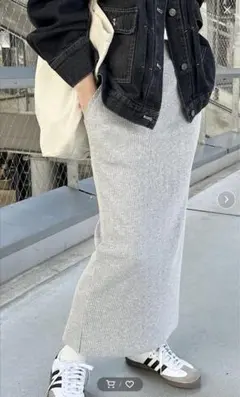 新品未使用＊andme セルフカットリブロングタイトスカート＊Mサイズ