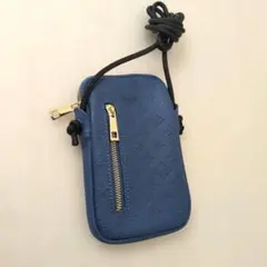 美品Daily russet スマホショルダー ミニショルダー 型押し ブルー