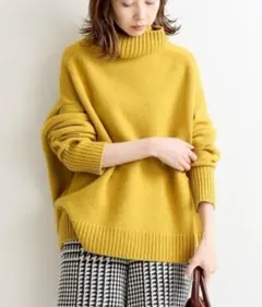 イエナ ニット セーター ウール カシミヤ ハイネック タートル イエロー