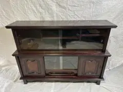 フランスベッド ガラス扉付きキャビネット　昭和レトロ　サイドボード