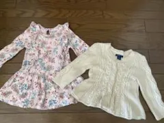2着セット　ベビーギャップ　ケーブル　カーディガン　花柄　ワンピース　80