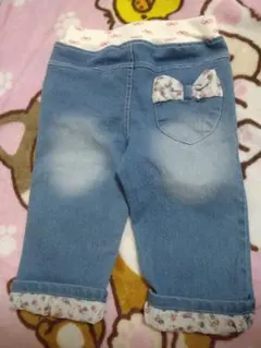 新品タグ付き☆　デニム 花柄ハーフパンツ 120サイズ