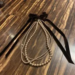 パール風ビーズ多層ネックレス