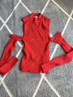 Bershka オフショルダー ニット レッド