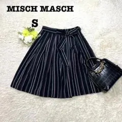 ミッシュマッシュ　膝丈フレアスカート　ストライプ　リボン　カジュアル　Sのサムネイル