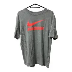 大特価★美品レア【SWOOSHロゴ】★ナイキTシャツ（グレー/文字蛍光オレンジ)