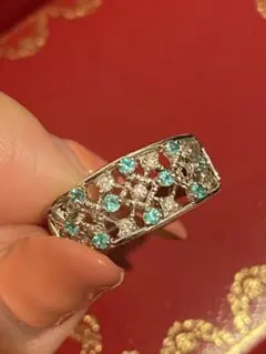 【希少石】パライバトルマリン ダイヤモンドデザインリング