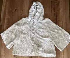 ホワイト系 フード付きニットセーター