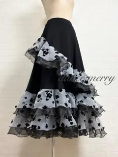 新品 社交ダンス スカート 黒 ピンク グレー パーティ タンゴ 6534