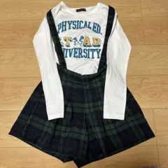 ラブトキシック⭐︎ホワイト長袖Tシャツとショートサロペコーデセット150