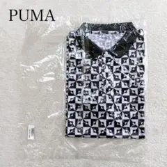 新品✨未開封 プーマゴルフウェア　鹿の子 総柄 ストレッチ 半袖ポロシャツ 黒