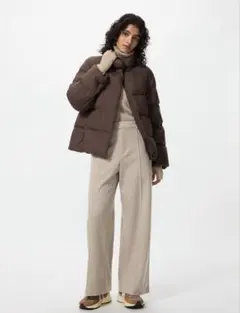 完売色 ベージュ ブラッシュドジャージーワイドパンツ