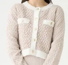 美品★CELFORD ツイード風ジャガードニットカーディガン