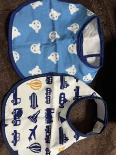 かまわぬ クマ柄・交通機関柄 スタイ2枚セット