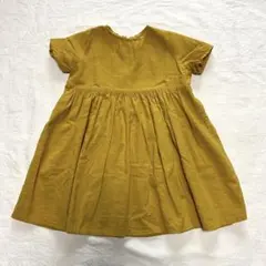 【ハンドメイド作品】ふんわりギャザーワンピース・マスタード《サイズ90》