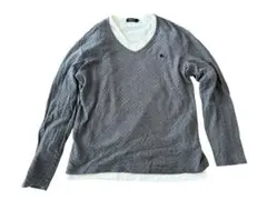 バーバリー ブラック Vネック重ね着 長袖シャツ グレー&ホワイト Lサイズ3