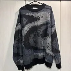 CONFIRM ニット セーター 総柄 グレー ブラック