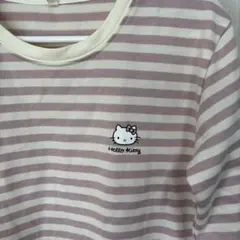【美品】ハローキティ ボーダー トレーナー Mサイズ ピンク×ホワイトのサムネイル