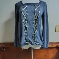 axes femme　編み上げ　グレー系　セーター