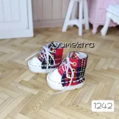 スニーカー No.1242 チェック柄 赤 靴 ブライス イーマリー リカちゃん