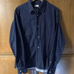 Coen ネイビー ドット柄 シャツ XL