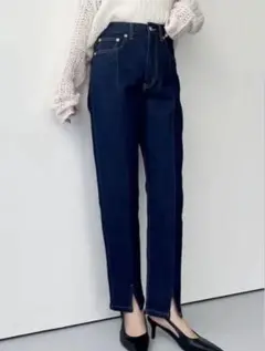 Re:EDIT リエディ　センタースリットリサイクルデニム　ネイビー　M