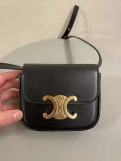 CELINE ブラックレザー ショルダーバッグ