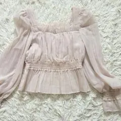 SNIDEL　オーガンプリーツブラウス　スナイデル　シアーオフショル