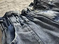 ライトブルー ウエストゴムデニムパンツ
