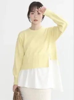 earth music&ecology イエロー レイヤードニット