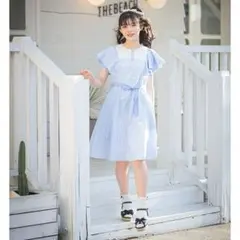 美品☆ メゾピアノ　ラッフル袖コンビネーションワンピース　S 140