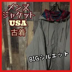ブルゾン グレージュ メンズ 無地 XL USA古着 90s 長袖 ジャケット