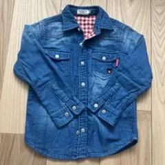 Double.B デニムブルー 長袖シャツ 100cm