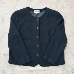 vintage ノーカラージャケット ダークブルー レトロ ヴィンテージ