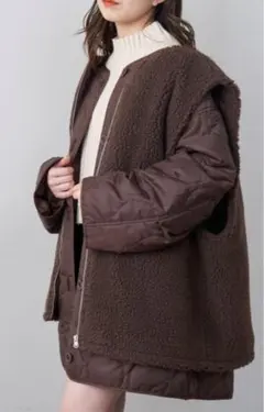 chico ボアベスト+キルティングライナーブルゾン