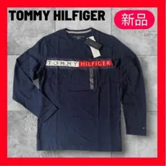 新品✨トミーヒルフィガー 長袖Tシャツ ネイビー ユニセックス 人気定番おでかけ
