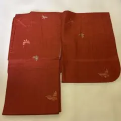 d523 赤 蝶刺繍 小紋着物
