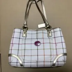 COACH チェック柄 ハンドバッグ