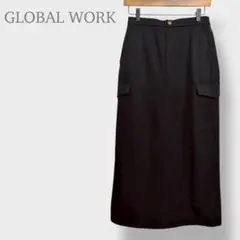【グローバルワーク】ロングタイトスカート　バックスリット　カーゴ　ウエストゴム