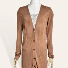 ❤️美品 マウジー リンネル ワイドリブニット Ⅴネック ロングカーディガン F