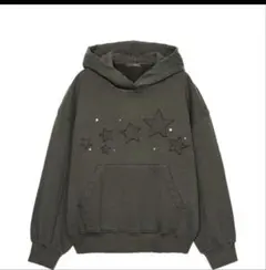 ZARA スター刺繍 スウェットパーカー ダークグレー Sサイズのサムネイル